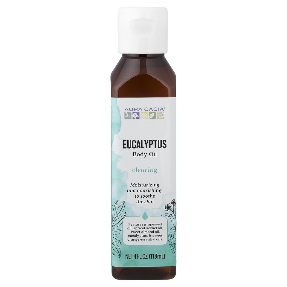 Body Oil, Clearing, Eucalyptus, 4 fl oz (118 ml)