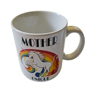 Vintage 80s Mother Unique With Unicorns Coffee Mug Cup RARE Super Star Papel