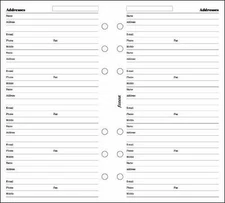 FILOFAX Personal Size Contacts - Name, Address, Telephone, Mobile, E-mail 130201