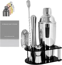 5-Piece Stainless Steel Cocktail Shaker Set with Stand (750Ml/25Oz)