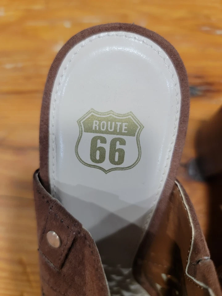 Sandalias perforadas Route 66 ~ Zapatos de tacón bloque de cuero con etiqueta 8M para mujer Foto 3 de 4
