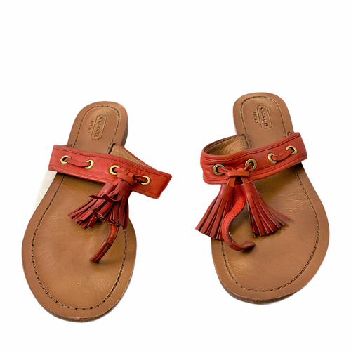 Coach Women's Sheena Flip Flops Sandals sz 9.5B Red Leather Tassel | eBay