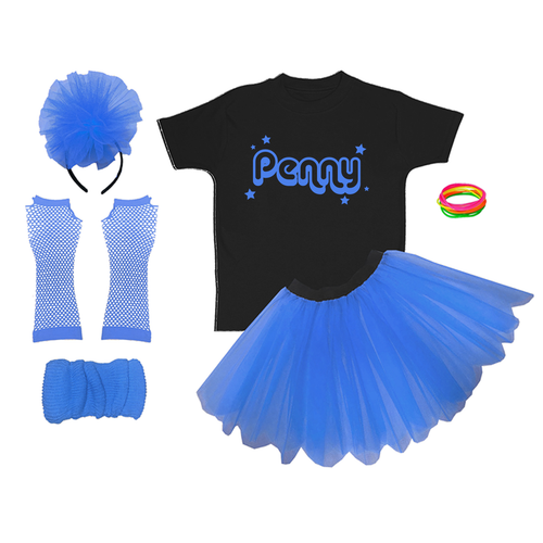 80's Kids Fancy Dress Personalised Custom Neon Costume Glow Party Birthday Name - Picture 12 of 15
