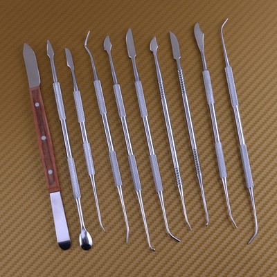 Stainless Steel Dental Lab Instrument Wax Carving Tool Kit Wax Carver 10 Pcs