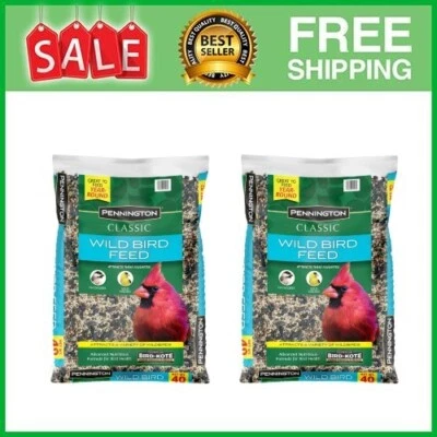 Pennington Classic Wild Bird Feed and Seed, 40 lb. Bag, Dry, 2 Pack