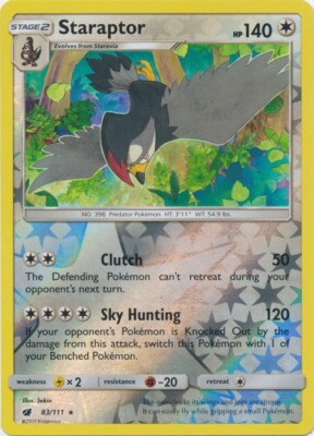 PO-05 Reverse Holo Staraptor 83/111 Rare SM - Crimson Invasion
