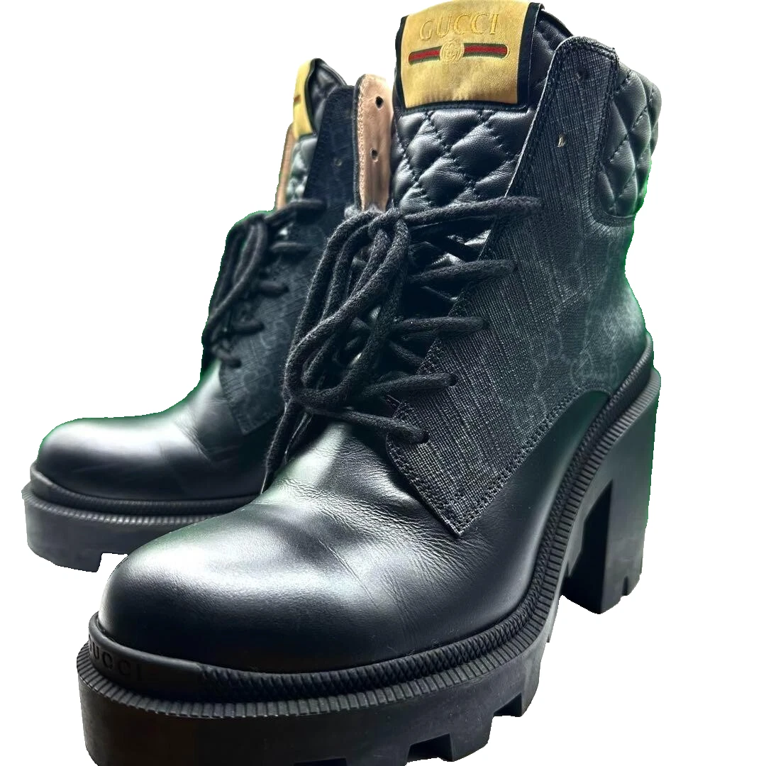 Gucci Bottes Talon GG Supreme Cuir Noir EU37 62169c Occasion