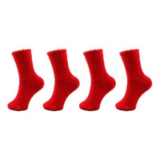 Women's Super Cozy Warm Fuzzy Socks - Colored Plush Fluffy Socks - 4 Pair Value