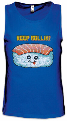 Sushi Keep Rollin Herren Tank Top Pixel Retro 8 Bit Geek Nerd Fun Love Addiction