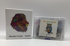 Wooden Puzzle Set Lion Owl Cut Shaped Pieces New Sealed 5 Star Difficulty