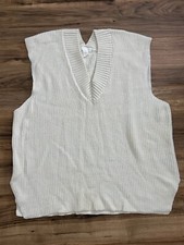 Mens V-neck Knit Sweater Vest Off White Size ...