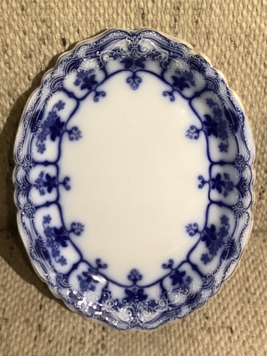 Antique J&G Meakin Hanley England “Geisha” Flow Blue Serving 