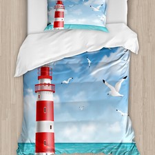 Strand Bettwäsche Set Leuchtturm Möwen Ozean Art