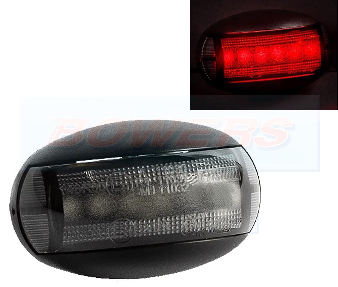 12v/24v Smoked Oval Red LED Rear Marker Light Lamp Light Truck Van Car Grille