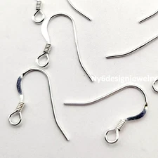 Sterling Silver Earring Findings Earring Hooks Earwire .925 Pure French 20-100pc