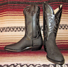 Mens Vintage Cimarron Black Leather Cowboy Boots 9 D NEW In Box