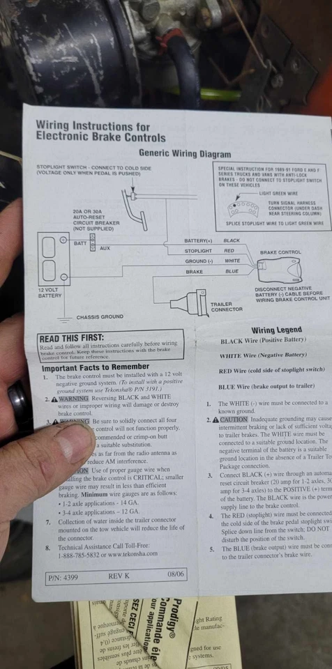 Trailer Brake Control Tekonsha 90185 New In Box With 1998-07 Chevy/gmc Harness  - Image 3 of 3