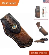 Leather Knife Sheath for 4.3 - 5'' Folding Knives - Gift-Ready Design