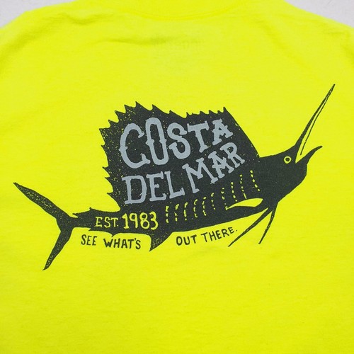 Costa Shirt Mens Large Yellow Black Del Mar Sailfish Fishing Surf Back Hit - Picture 7 of 10