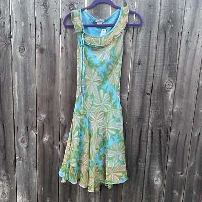 NWT VTG Silk Floral Drop Waist Midi Dress By Julie Atri Size 4 USA Made