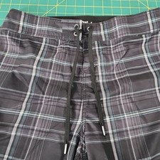O  Neill Board Shorts Trunks Surf Swim Mens 32 Plaid Gray Teal Side Pocket