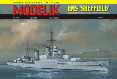 British Cruiser HMS Sheffield Modelik NR 04/01 Paper Card Model 1:200 NEW!