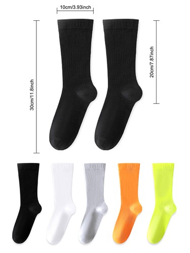 5 Pairs Men's Solid Color Cycling Calf Socks Sports Socks Stretch Breathable Swe - Picture 31 of 32