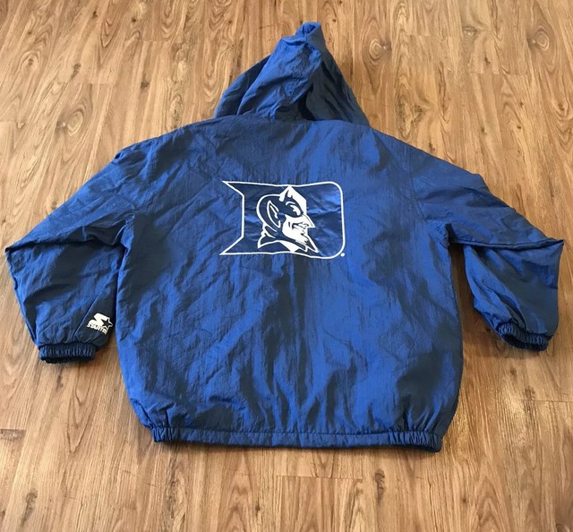 Duke Starter Jacket L Blue Devils Basketball Hooded Zip Up Coat (Adult