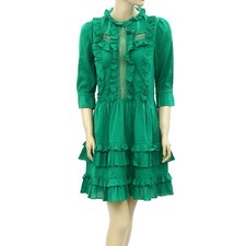 HappyXNatura Kate Hudson Ruffle Mini Dress Cotton Lace Frill Tiered S NWD 225968