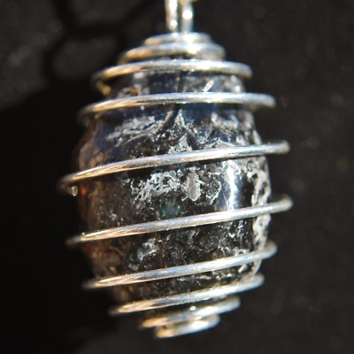 #ad CHARGED Natural APACHE TEARS Pendant 20quot; Stainless Steel Chain amp; Charger $21.79