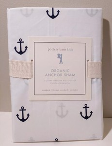 New Pottery Barn Kids Organic Anchor Icon Nautical Pillow Sham