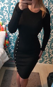 black ribbed bodycon midi dress