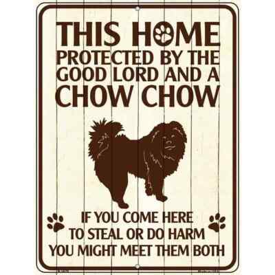 Protected By A Chow Chow Parking Sign 4.5''x 6'' for Home Wall Door Garage Novelty