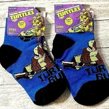 Teenage Mutant Ninja Turtles Boys Size 4-5.5 Safety Toe Socks 2 Pair