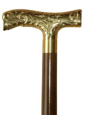 Antique Wooden Men's Walking Stick Brass Vintage Walking Cane Designer Handle
