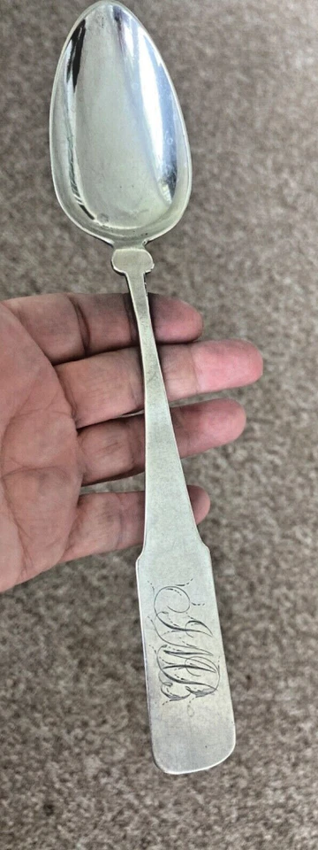 2 CUCHARAS/CARSON & HALL ALBANY NY 1814-1819 GRANDES AMERICANAS TEMPRANAS DE PLATA Foto 2 de 4