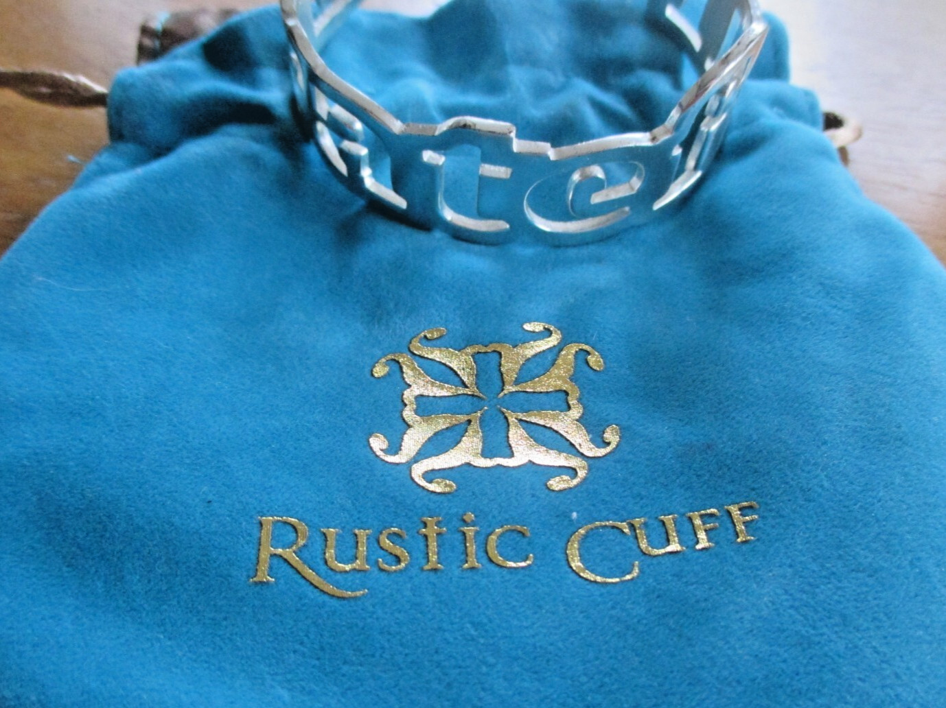 Rustic Cuff GRATEFUL Signed Silver Tone Cuff Brac… - image 8