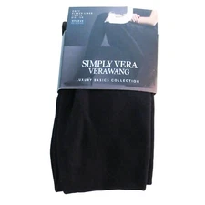 Simply Vera Wang Cozy Fleece-Lined Tights Size 1/2 Opaque Black Stretch NEW