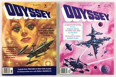 ODYSSEY MAGAZINE 1976 Sci Fi Complete Set #1 + 2 Larry Niven Robert Bloch VF/VF+