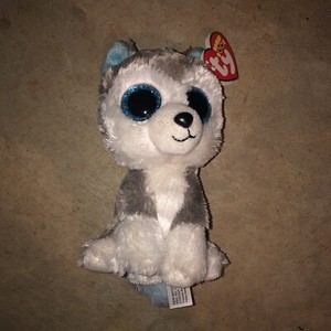 NEW Ty Beanie Boos  Slush GREY AND WHITE HUSKY