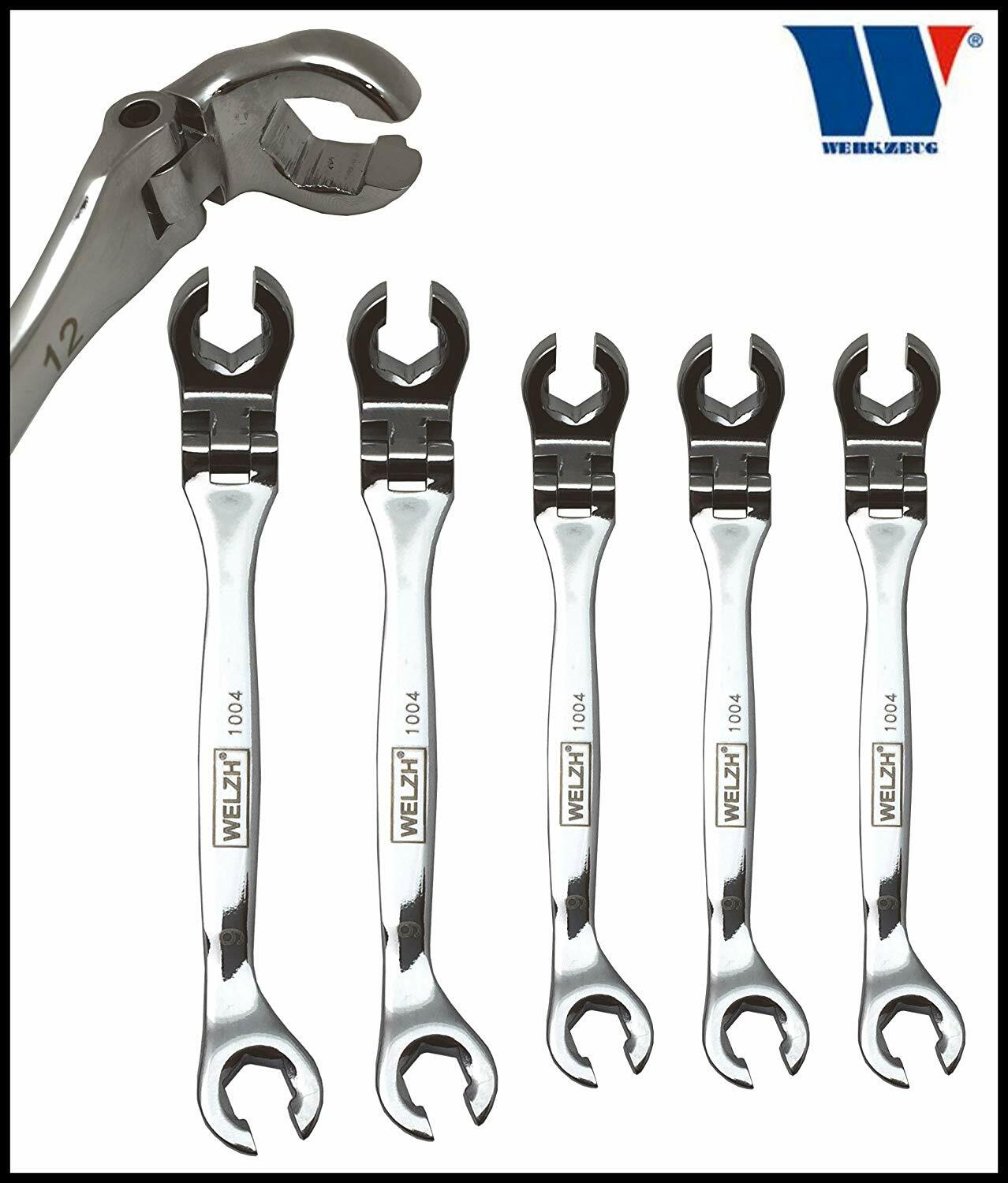 Welzh Werkzeug 5pc Flexi Offset Line Spanner Set 8-12mm BRAKE LINES, FUEL LINES