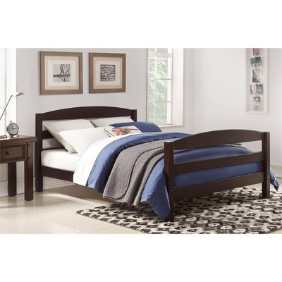 Wooden Full Size Bed Frame Espresso Finish Headboard Footboard