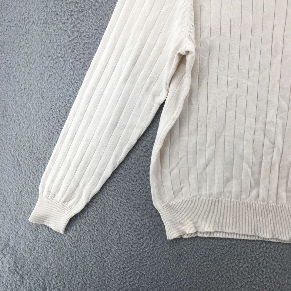 Merona Pullover Sweater Womens Large Cream White Ribbed Knitted Cotton NEW - Image 3 of 4