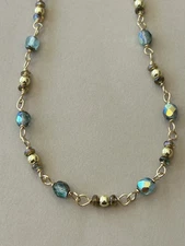 Golden Blue Artisan Firepolished Crystal Necklace Sundance Treasures Blue Aqua