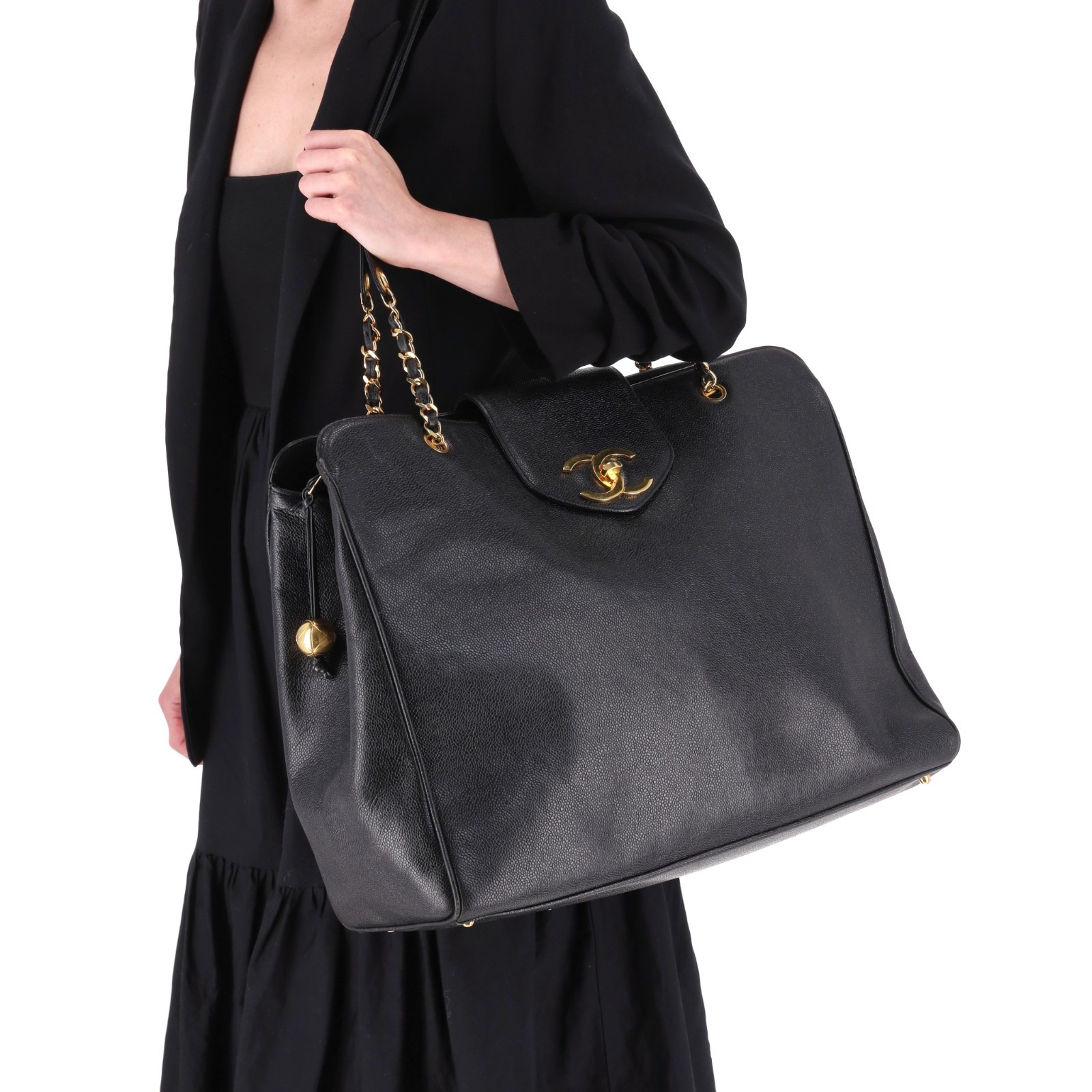 Chanel Vintage 1990's Supermodel Leather XXL Tote Bag image 2