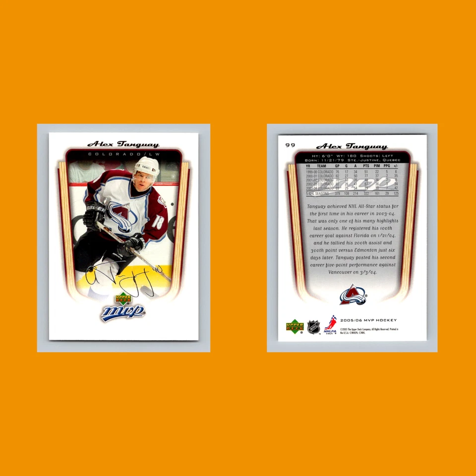 Alex Tanguay #99 2005 Upper Deck MVP Colorado Avalanche Hockey Card NHL NM - Image 3 of 3