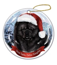 Holiday Pet Gifts Chow Chow Black Santa Hat Dog Porcelain Christmas Ornament