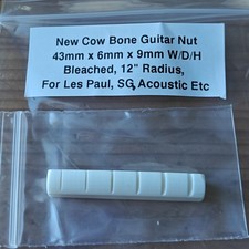 New Genuine Cow Bone Guitar Nut 43mm x 6mm x 9mm 12" Radius Acoustic Les Paul SG