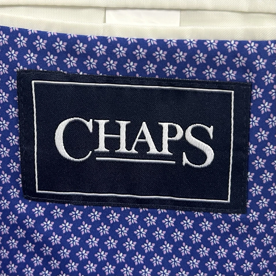 Chaps 52R Seersucker Sport Coat Blue White Striped Cotton Blend Two Button - Image 3 of 4