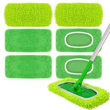 8 Pack Chenille Mop Pads, Reusable Microfiber Refills for Medium, Green